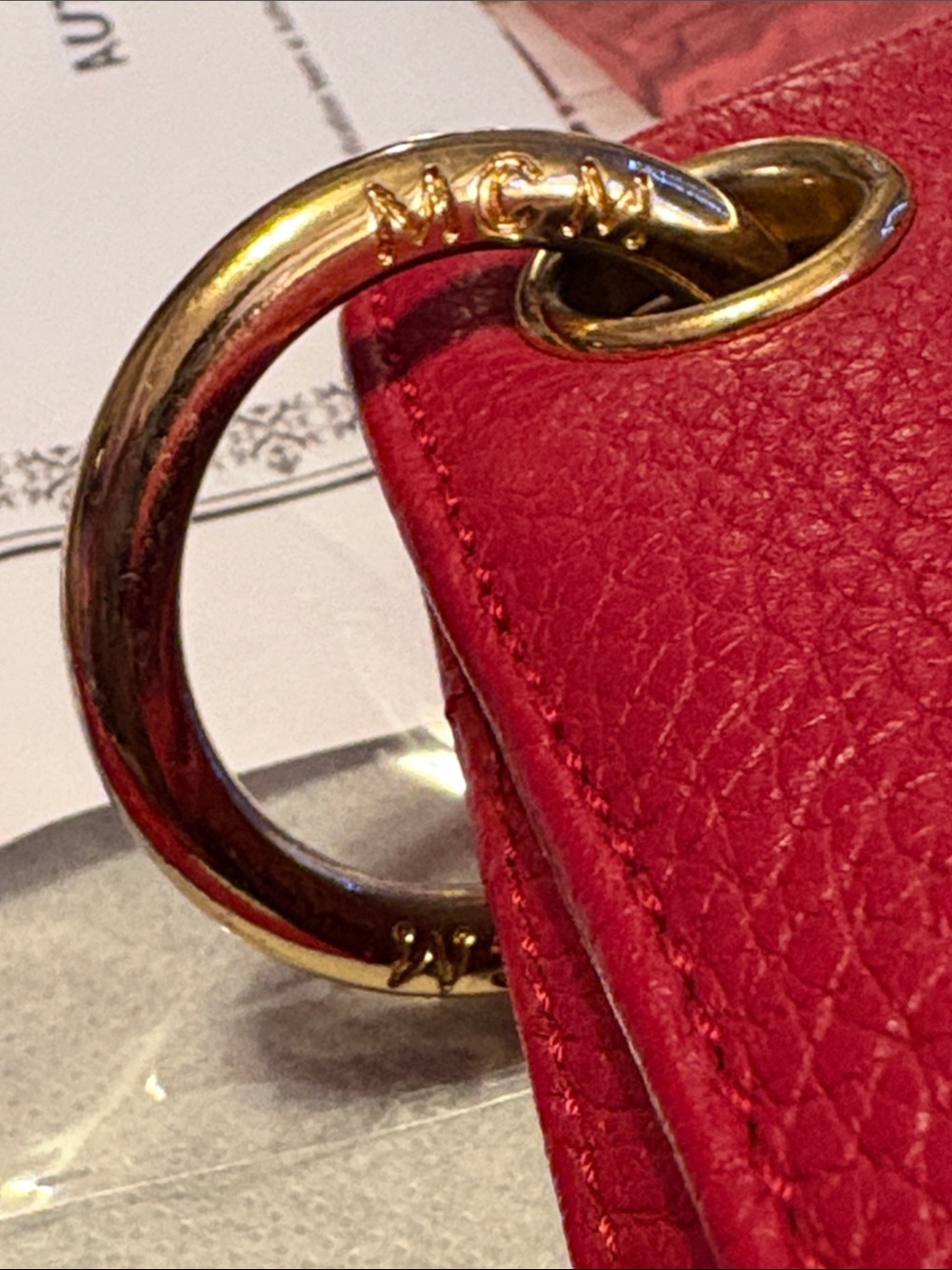 MCM Red Pebbled Leather Drawstring Bucket Shoulder Bag GUC ❤️‍🔥 w/ COA - Picture 6 of 12